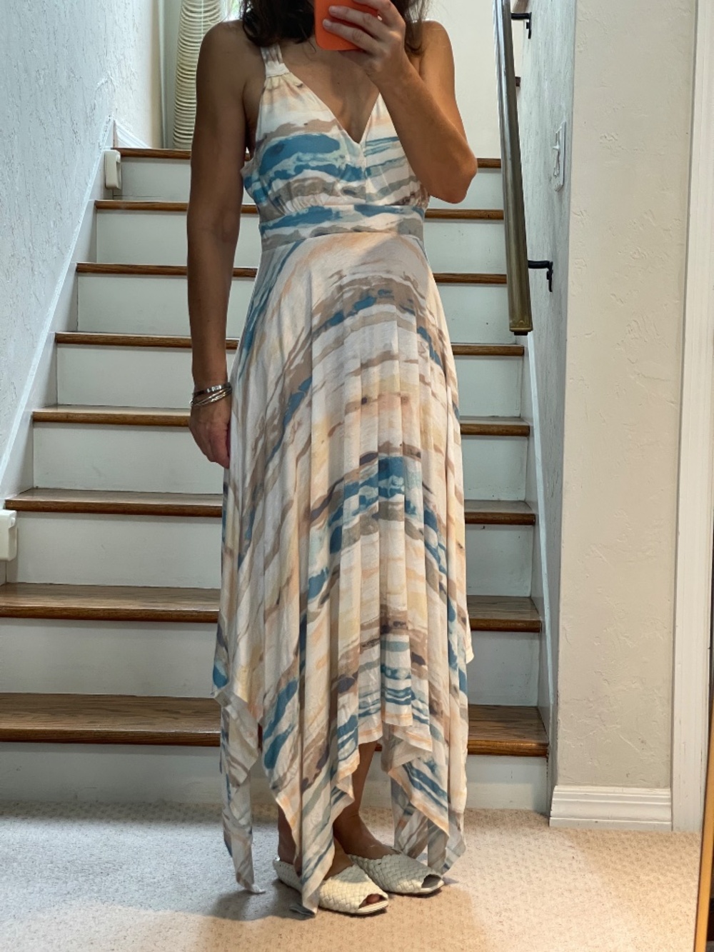 American Rag Cie blue white tye dye wave summer dress women M